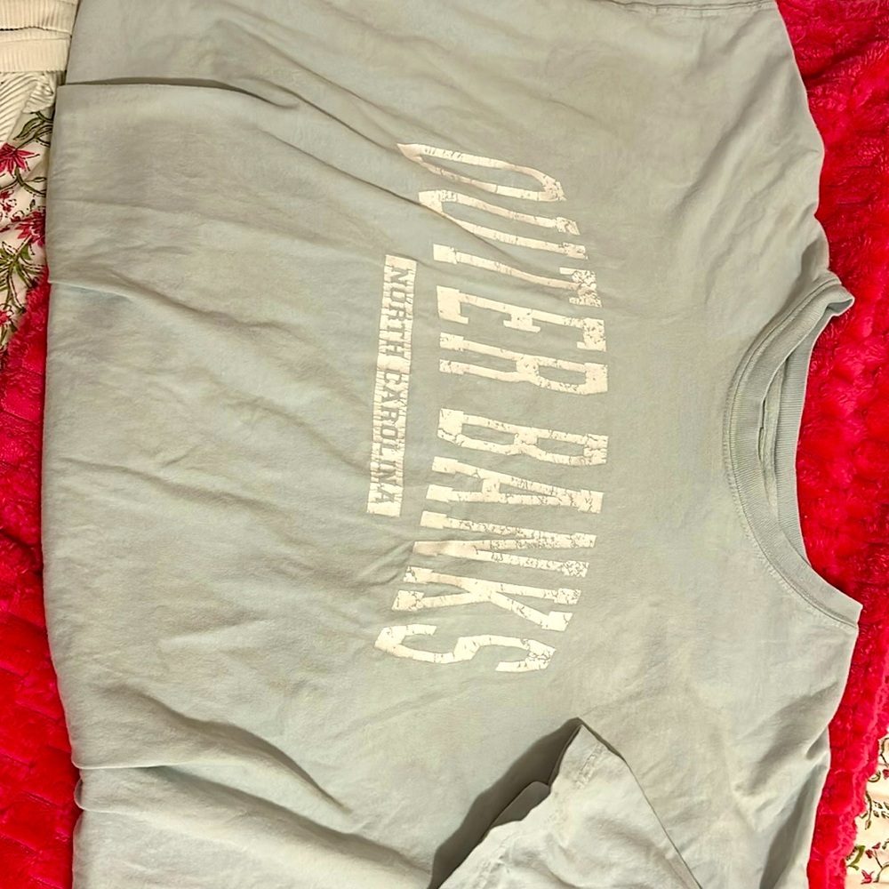 Outer banks light blue washed oversized tee olivelynn